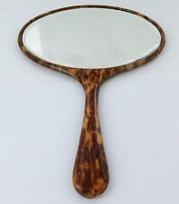 Very Large Vintage Faux Tortoiseshell Bevelled Edge Hand Mirror. picture