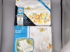 VTG JC Penny Fashion Manor Muslin Yellow Rose Double Bed Fitted/Flat Sheet Set picture