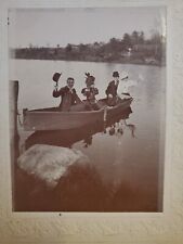 Antique Photo People In Canoe Boat Dresses Victorian Image On Board picture