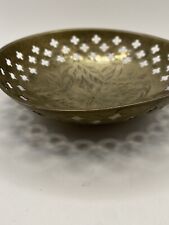 VINTAGE SOLID BRASS  Trinket Dish, Decor Item, Ornate Etching 12.5cm Diameter picture