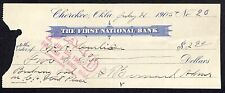 Cherokee, OK 1905 Territorial FNB Bank Check - Scarce picture