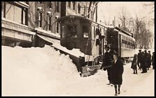 Snowed In Ballston Spa, New York, Trolley Saratoga Cty Real Photo Postcard RPPC picture