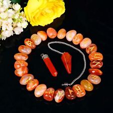 Carnelian Crystal, Runes, 25pcs Rune Stone With Engraved Elder  picture