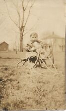 Baby Photograph Outdoors Snow Sled 1920s Cute Vintage Fashion 2 1/2 x 4 1/4 picture