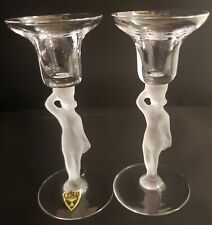 Vintage Bayel Bacchante Candle Holders Frosted Nude Stem Set of 2 picture