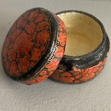 Vintage Floral Hand Painted Kashmiri Lacquered Paper Mache Trinket Box India  picture