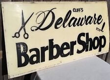 Barbershop Storefront Sign Cliff's Delaware  Vintage  ~4ft Plexi Backlit Insert picture