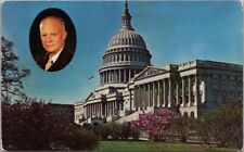 c1950s President DWIGHT D. EISENHOWER Postcard Portrait / U.S. Capitol View picture
