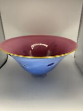 Vintage Anthony Garcia Art Glass Pedestal Bowl Millefiori Postmodern Large 12” picture