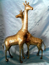 Pair large Shiny Brass Giraffes 18