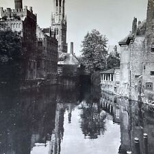 Antique 1930s Old City Of Bruges Belgium Stereoview Photo Card V2929 picture