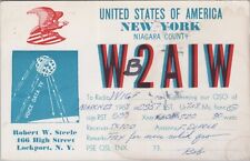 amateur ham radio QSL postcard WB2AIW Robert W. Steele 1963 Lockport New York picture