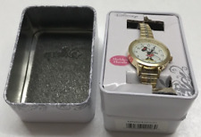 NEW Walt Disney Minnie Mouse Gold Tone Molded Hands Watch Wristwatch - METAL BOX picture