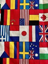 Vintage Small World Cotton Fabric Timeless Treasures Country Flags 48