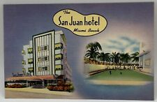 1930-1945 The San Juan Hotel Linen Postcard Miami Beach Florida FL Vintage picture