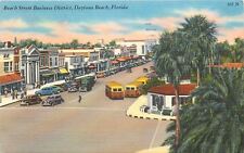 Daytona Beach Florida~Beach Street Business District~1940s Cars~City Buses~Linen picture