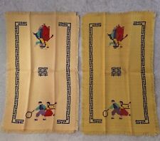 VTG Linen Tea Towels Cottage Industry Embroidery Cross Stitch Korea NEW w Label picture