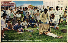 SINGAPORE PC, INDIAN MAGICIANS AND SNAKE CHARMERS, Vintage Postcard (b47720) picture