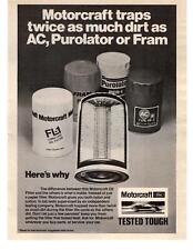 1976 Ford Motorcraft Oil Filters vs. AC Purolator Fram Tested Tough Print Ad picture