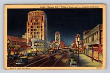 Los Angeles CA-California, Miracle Mile, Wilshire Boulevard Vintage Postcard picture