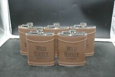 Lot of 5 Wild Turkey Bourbon Stainless Steel Hip Flask Collector Advertising 8oz picture
