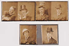 Photo Booth Photos Goofy Men Stovepipe Bowler Graduates Hats plus Teddy Bear picture
