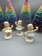 Vintage Ceramic ballerina Girls Candle Holders Japan MCM Kitsch HTF Figurine picture