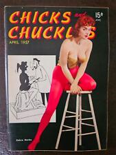 Chicks & Chuckles magazine April 1957 pocket-size pin up Betty Page VG picture