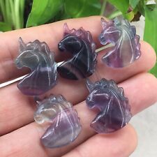 5pc Natural fluortie Quartz hand Carved  unicorn crystal Reiki healing picture