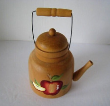 Miniature Wooden Kettle With Hand Painted Apple.  Country Decor picture