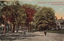New London CT Broad Street from Huntington Street c.1907 Postcard B289 picture