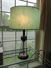 Vintage Mid Century Teal & Black Marble Table Lamp With Fiberglass Shade picture