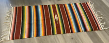 Vintage Mexican Serape Blanket, Woven Stripes, Southwest, Vivid, Cotton, Multi picture