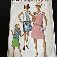 Vintage 1960s Simplicity 6489 Mod Teen Drop Waist Dress Sewing Pattern 12 XS CUT picture
