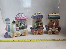 Vintage Towne Hand Painted Porcelain Bunny Train Easter 3 Piece Set *NO LIGHTS* picture