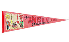STRASBURG Pennsylvania THE AMISH VILLAGE Vintage Large Felt PENNANT Collectible picture