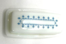 PYREX SNOWFLAKE GARLAND WHITE BLUE MILK GLASS COVERED BUTTER DISH 72-B picture