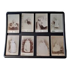8 Antique Cabinet Card Photos Children Infants Baby 1890's Victorian Photography picture
