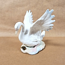 Dalia Mexico Swan Figurine White and Pastel Porcelain Handcrafted 7 Inch Vintage picture