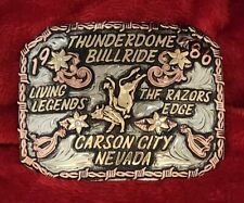 RODEO CHAMPION TROPHY BELT BUCKLE☆1986☆PRO BULL RIDER☆CARSON CITY NEVAD☆RARE☆862 picture