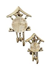 Vintage Gold Tone Roman Numeral Dial Cuckoo Clock Scatter Pins Brooches picture