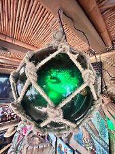 NEW Green Glass Float W/Real Pufferfish Green LED Bulb Tiki bar Decor picture