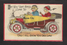 Mason City Iowa IA 1913 Pennant Style, Come to MASON CITY, FAST Auto, Dutch Kids picture