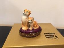LIMOGES France Peint Main Rochard Cat & Kitten Purple Base Gumps Collectible picture
