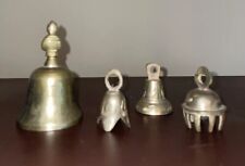 Lot Of 4 Vintage Brass Bells Assorted Styles & Sizes All Have Clappers picture