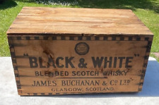 Vintage Black & White Blended Scotch Whiskey James Buchanan Wood Crate Box picture