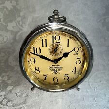 1920s Antique Nickel Ingraham Ward's Old Reliable 8 day Alarm Clock-Runs Strong picture