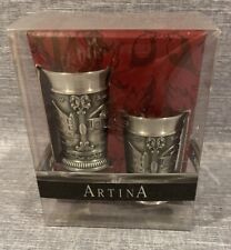 Artina SKS Austria Zinn Pewter Pair of Wine Cups German Cities New picture