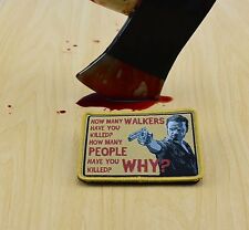 Rick Grimes 3 Questions Morale Woven Patch Walking Dead TWD Hook Fastener picture