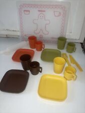 Vintage Tupperware Tuppertoys Mini Serve It Children's Set Harvest Colors 1970’s picture